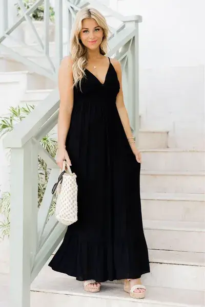 black-maxi-dress-with-ballet-flats